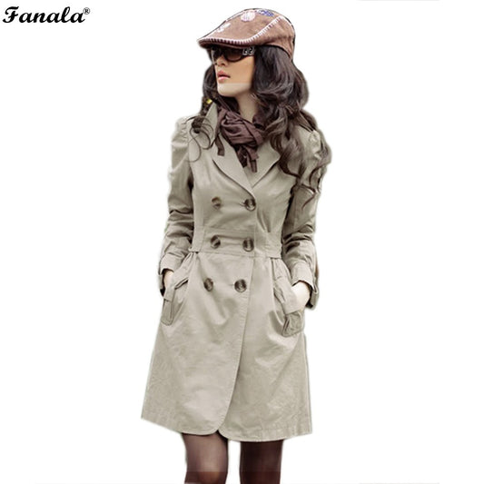 2017 Spring Autumn Coat Solid Long Open Stitch Trench Double-breasted Coat for Women Fashion Gabardina Trench belt Female #30
