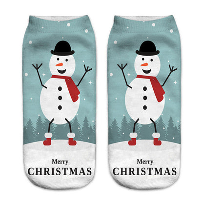 3D Printed Christmas Funny Socks Women Cute Unisex Low Cut Ankle Socks Multicolor Santa Claus Printed calcetines divertidos