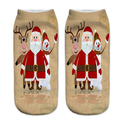 3D Printed Christmas Funny Socks Women Cute Unisex Low Cut Ankle Socks Multicolor Santa Claus Printed calcetines divertidos